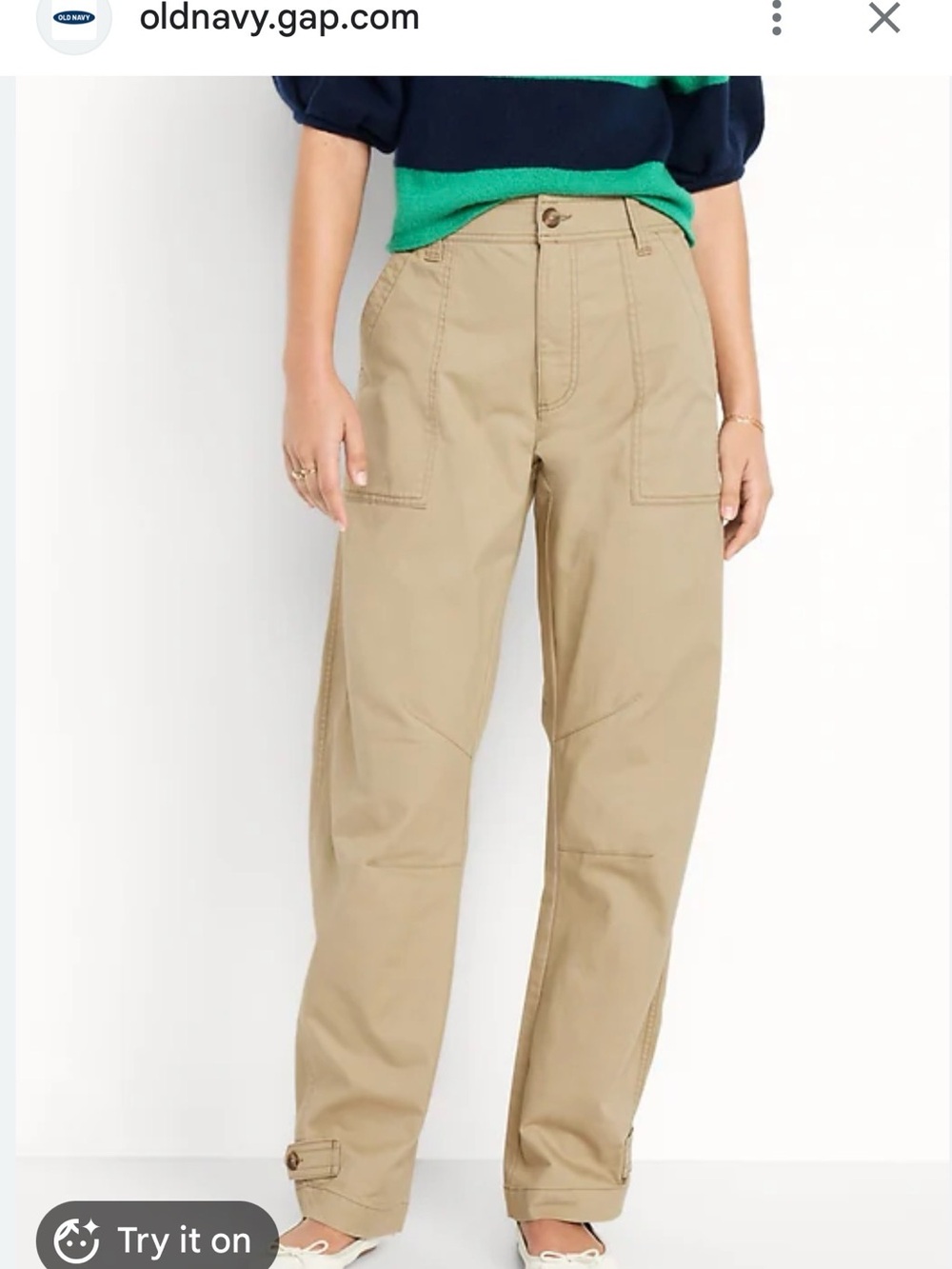 Old Navy Beige Straight-Leg Utility Pants